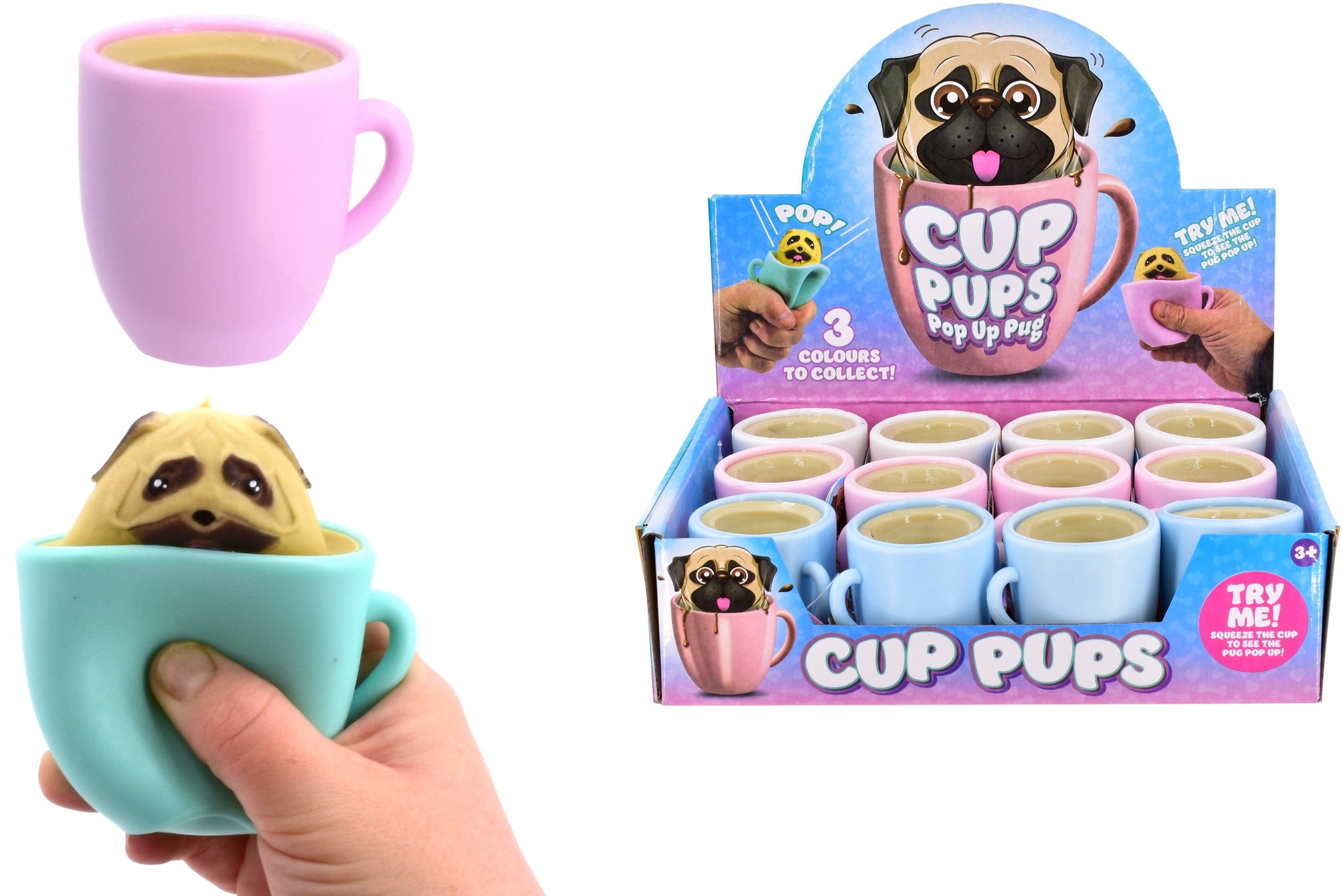ASSORTED POP UP PUG CUP PUPS TOY. TY210 \\\KD29717