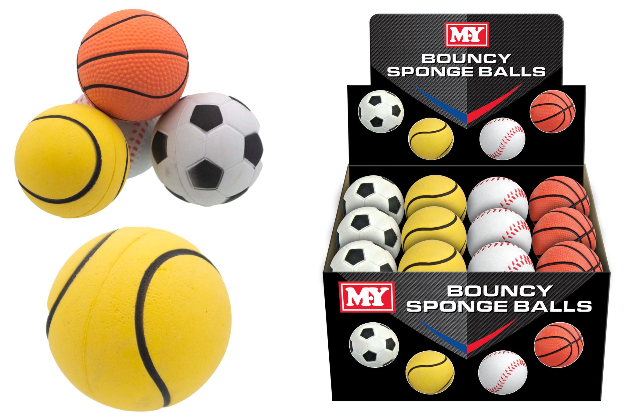 M.Y. ASSORTED SOFT SPONGY BALLS 63MM. TY5440 \\\KD29726