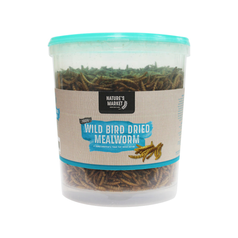 NATURES MARKET WILD BIRD FOOD DRIED MEALWORMS 100G TUB. BFMW01 \\\KD29734
