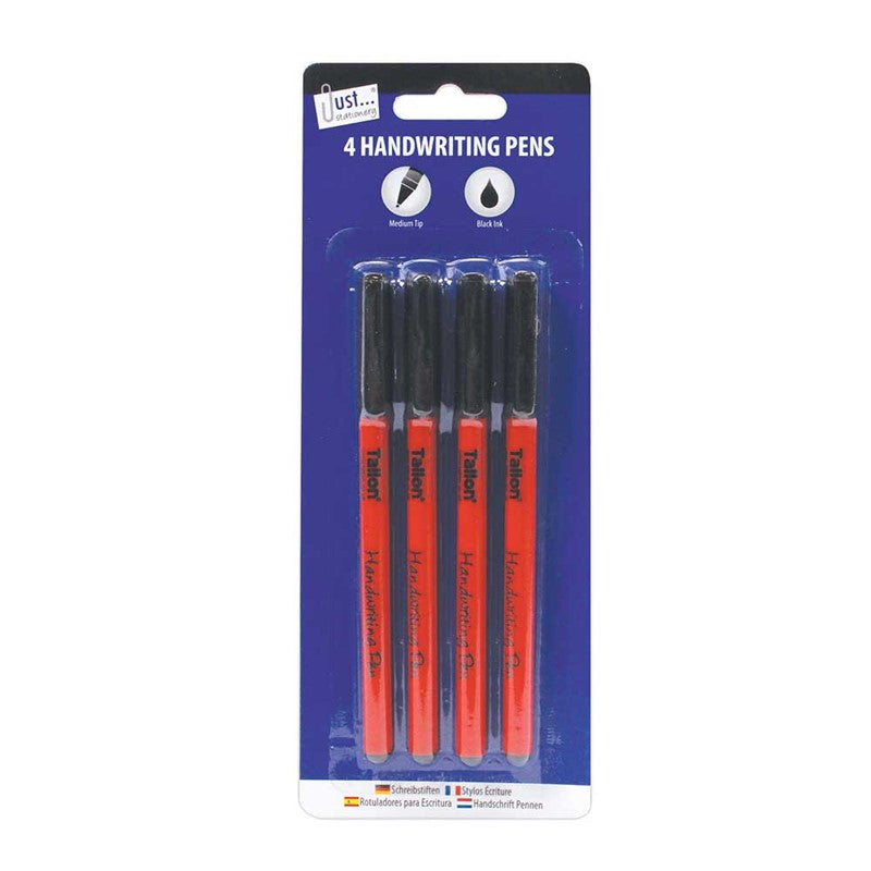 JUST STATIONERY BLACK HANDWRITING PENS 4/PK. TA1010 \\\KD29757