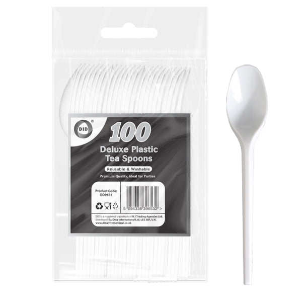 DELUXE HEAVY DUTY REUSABLE PLASTIC TEA SPOONS 100/PK. DD9653 \\\KD29789