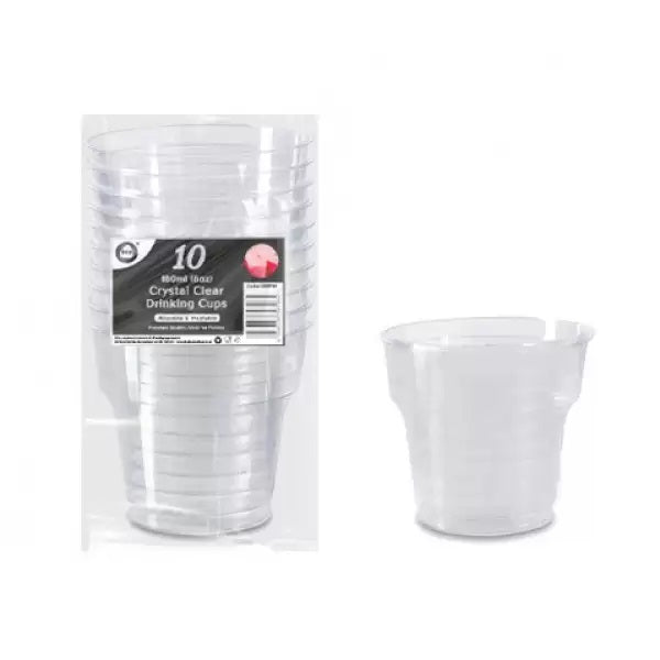 DELUXE REUSABLE CRYSTAL CLEAR DRINKING CUPS 180ML 10/PK. DD9706 \\\KD29790