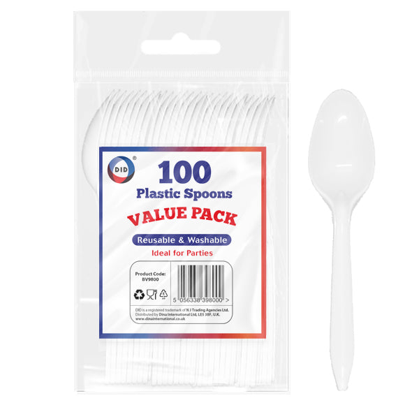 DELUXE REUSABLE PLASTIC SPOONS 100/PK. BV9800 \\\KD29793