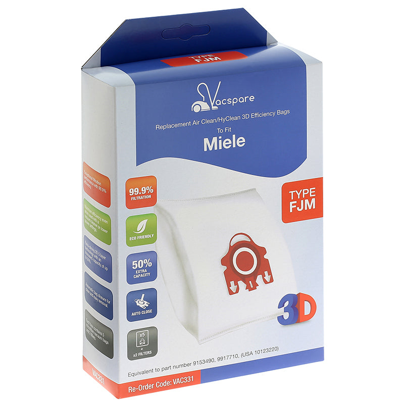 QUALTEX VACSPARE MICROFIBRE F-J-M MIELE BAGS 5/PK. QUAVAC331 \\\KD29840