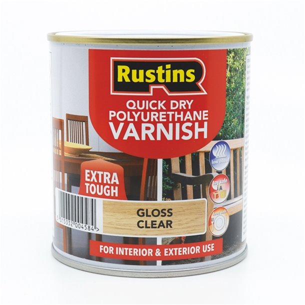 RUSTINS QUICK DRY POLYURETHANE VARNISH GLOSS CLEAR 250ML. POGCW250 \\\KD29896