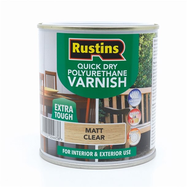 RUSTINS QUICK DRY POLYURETHANE VARNISH MATT CLEAR 250ML. POMCW250 \\\KD29897