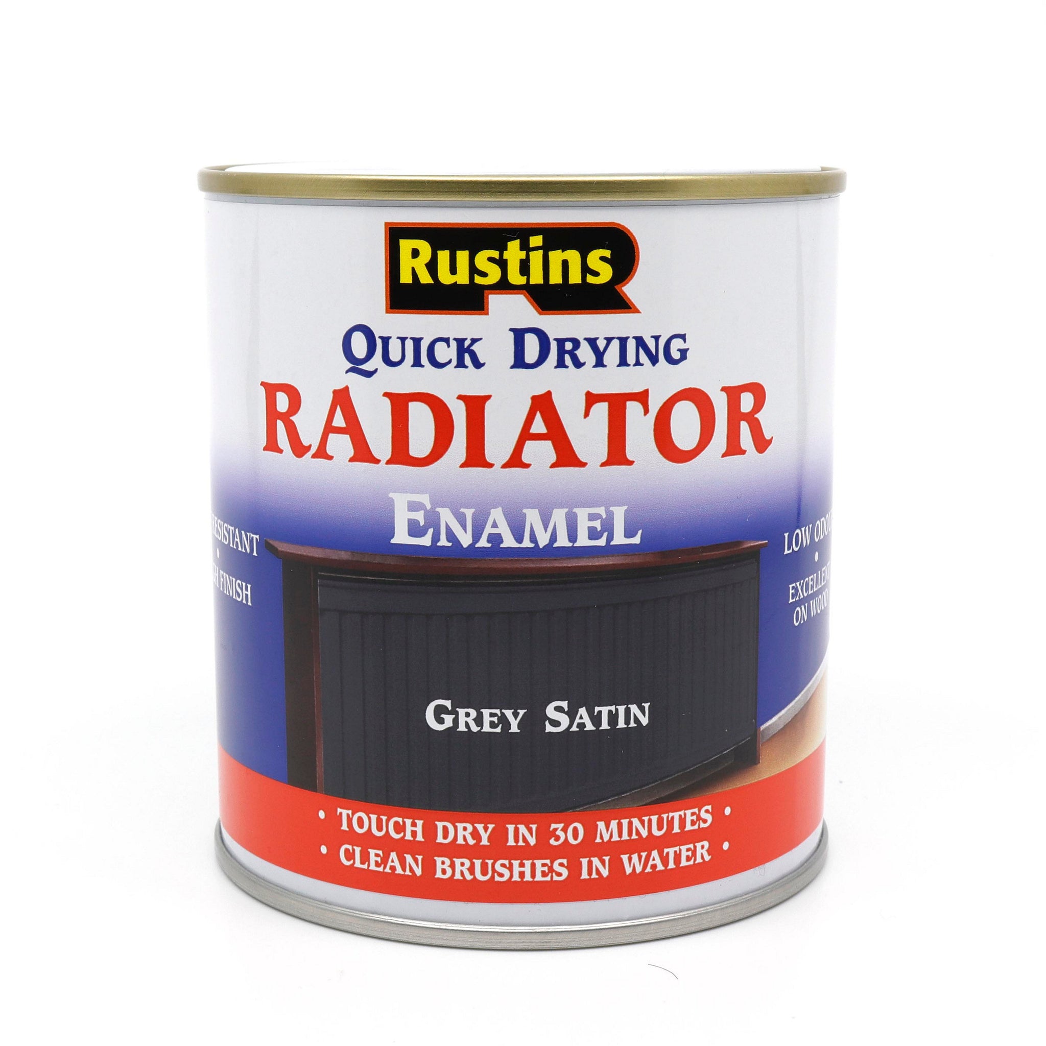 RUSTINS QUICK DRY RADIATOR PAINT SATIN GREY 500ML. RPSG500 \\\KD29898