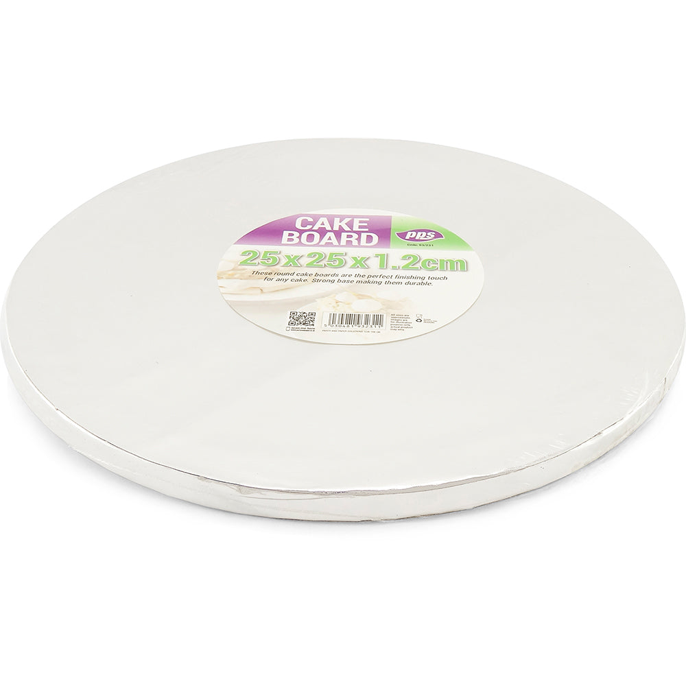 PPS 10 INCH ROUND SILVER CAKE BOARD 5/PK 25X25X1.2CM. PPS93231 \\\KD29909