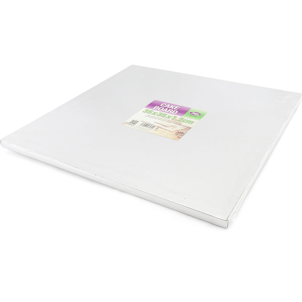 PPS 14 INCH SQUARE SILVER CAKE BOARD 5/PK 35X35X1.2CM. PPS93230 \\\KD29915