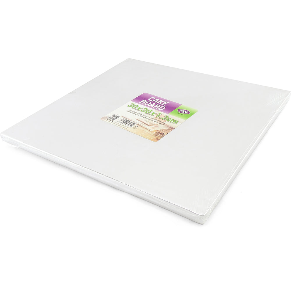 PPS 12 INCH SQUARE SILVER CAKE BOARD 5/PK 30X30X1.2CM. PPS93234 \\\KD29917
