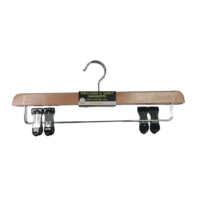 ORWELL WOODEN TROUSER AND SKIRT HANGER WITH SOFT GRIP CLIPS 2/PK. WL1398 \\\KD29922