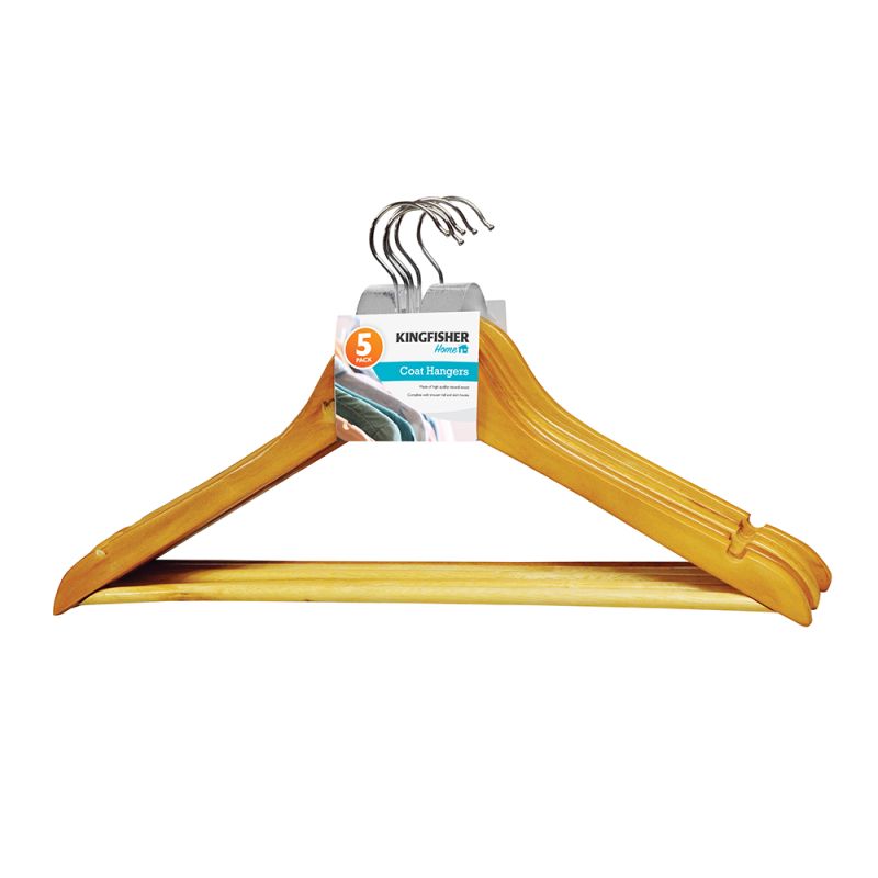 KINGFISHER WOODEN COAT HANGERS 5/PK. HANGW5 \\\KD29926
