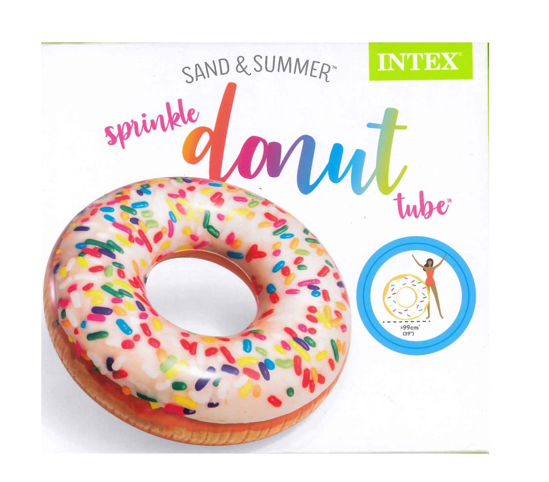 INTEX 39 INCH INFLATABLE SPRINKLE DONUT TUBE POOL FLOAT. TY0473 \\\KD29963