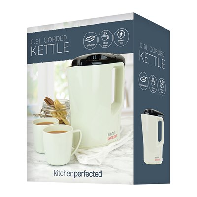 KITCHENPERFECTED 1000W LIGHTWEIGHT CORDED KETTLE 0.9LTR. E1201WI \\\KD29981