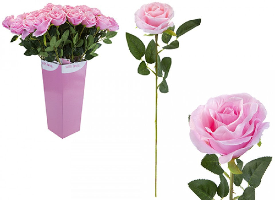 ARTIFICIAL SINGLE STEM PINK LOVE ROSE 63CM. PI734093 \\\KD29997