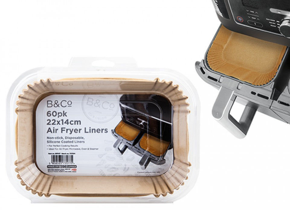 B&CO RECTANGLE AIR FRYER LINERS 60/PK 22X14CM. PI831147 \\\KD30002