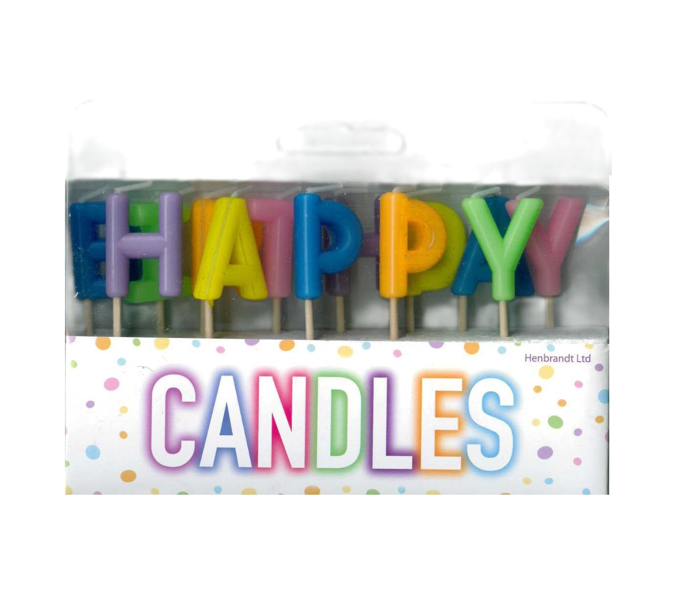 ASSORTED COLOUR HAPPY BIRTHDAY LETTER CANDLES \\\KD30050