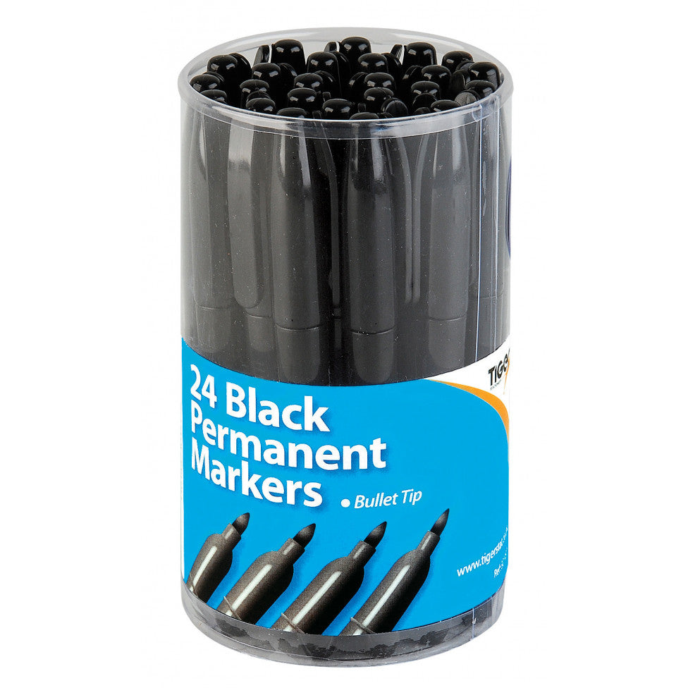 TIGER 2MM BULLET TIP BLACK PERMANENT MARKERS 24/PK. T301497 \\\KD30083