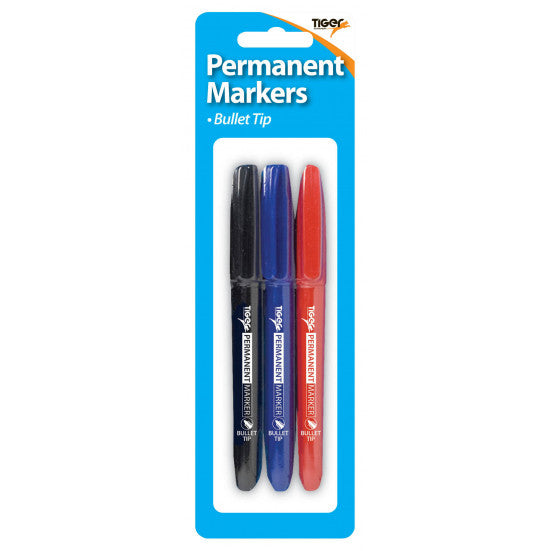 TIGER BULLET TIP 2MM PERMANENT MARKERS 3/PK. T302024 \\\KD30086