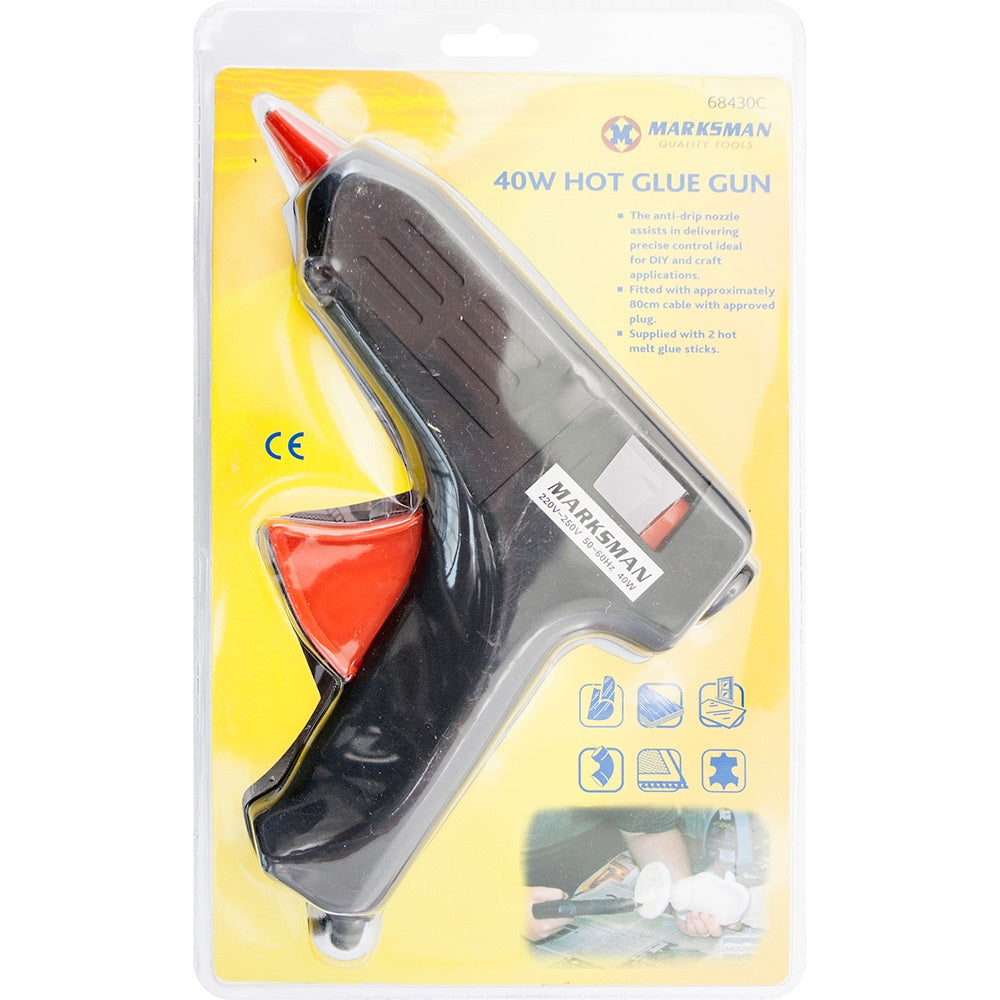 MARKSMAN ELECTRIC HOT GLUE GUN 40W WITH 2 STICKS. 68430C \\\KD30118