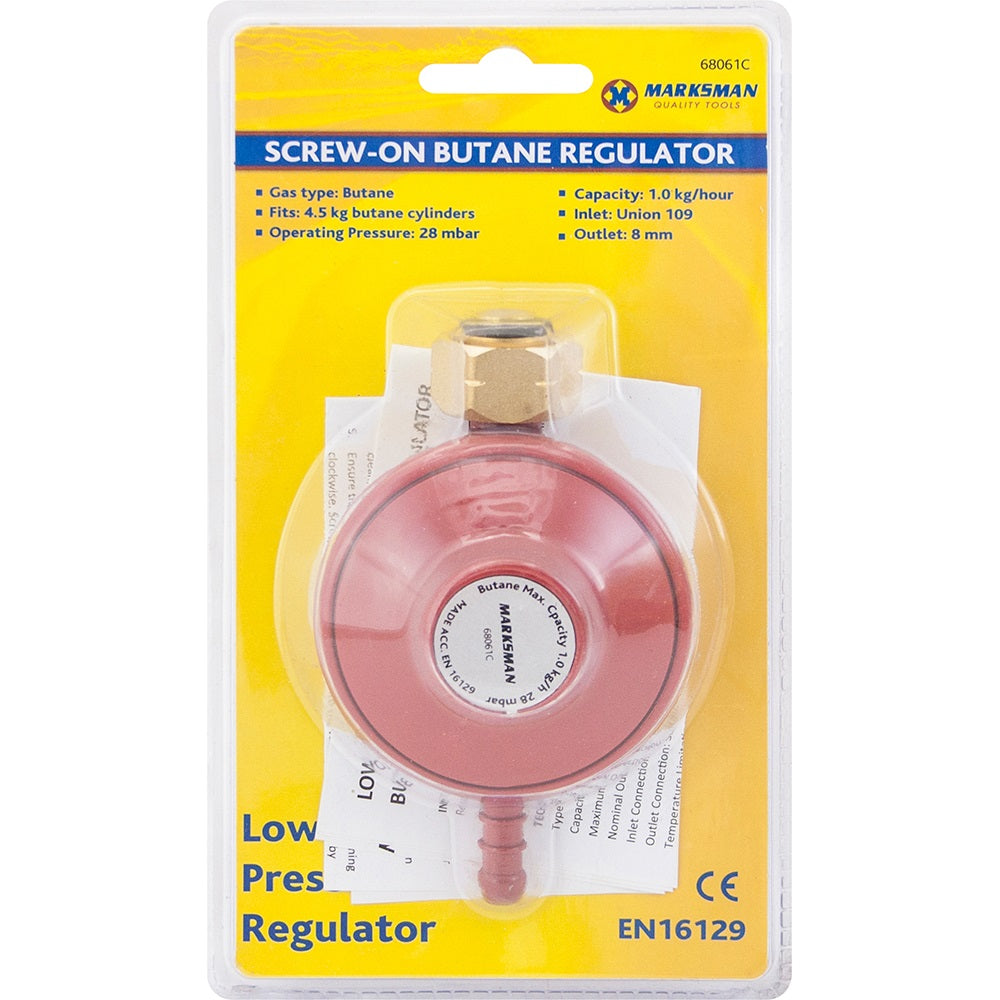 MARKSMAN SCREW-ON BUTANE REGULATOR UP TO 4.5KG CYLINDERS. 68061C \\\KD30121
