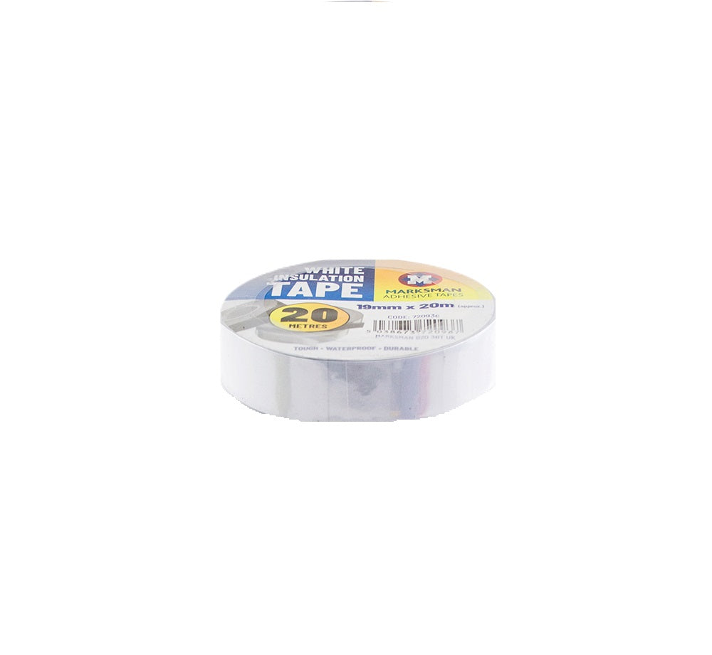 MARKSMAN PVC ELECTRICAL INSULATION TAPE 19MM X 20M - WHITE. 72093C \\\KD30141