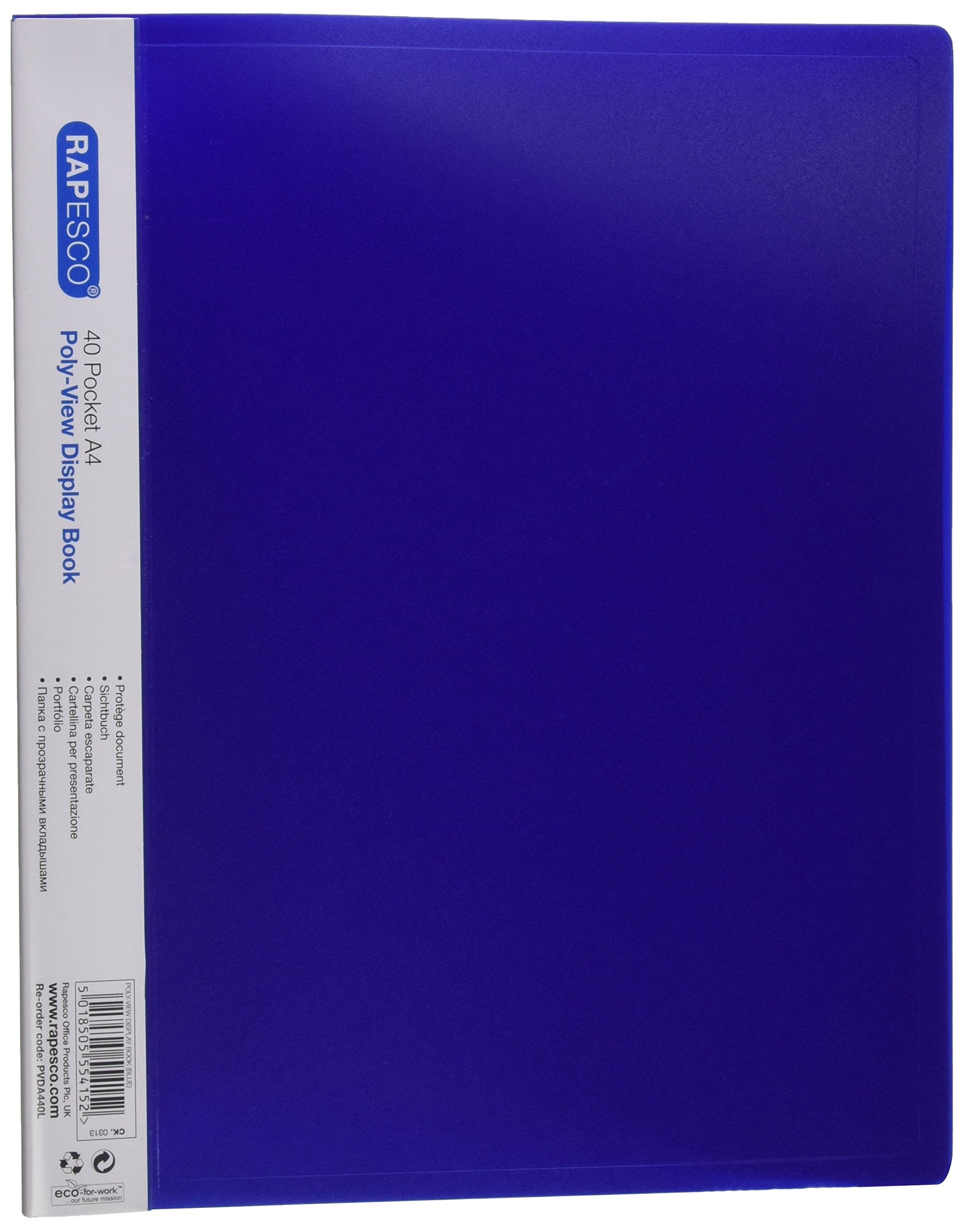 RAPESCO A4 SOFT COVER POLY-VIEW DISPLAY BOOK WITH 40 POCKETS - BLUE. ROPPVDA440L \\\KD30162