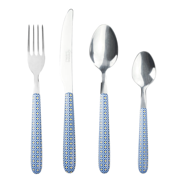 GREENWORKS BLUE STRIPES 24 PIECE STAINLESS STEEL CUTLERY SET. 24BXGW-MOS \\\KD30165