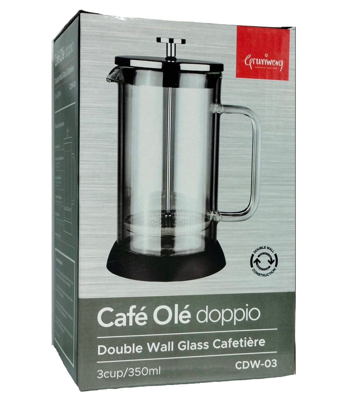 GRUNWERG CAFE OLE DOPPIO BLACK CAFETIER 3 CUP 350ML. CDW-03 \\\KD30170