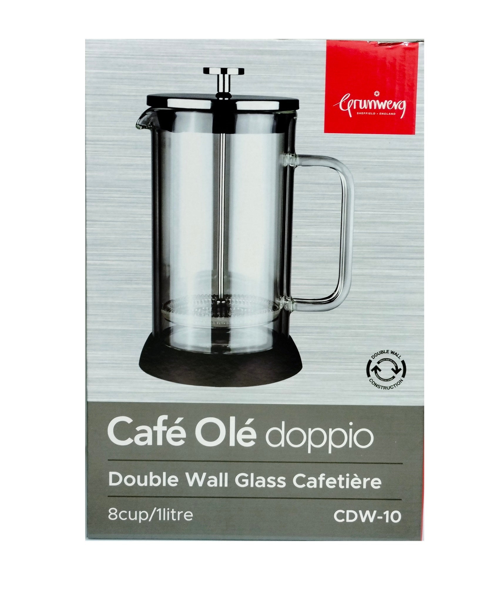 GRUNWERG CAFE OLE DOPPIO BLACK CAFETIER 8 CUP 1LTR. CDW-10 \\\KD30173