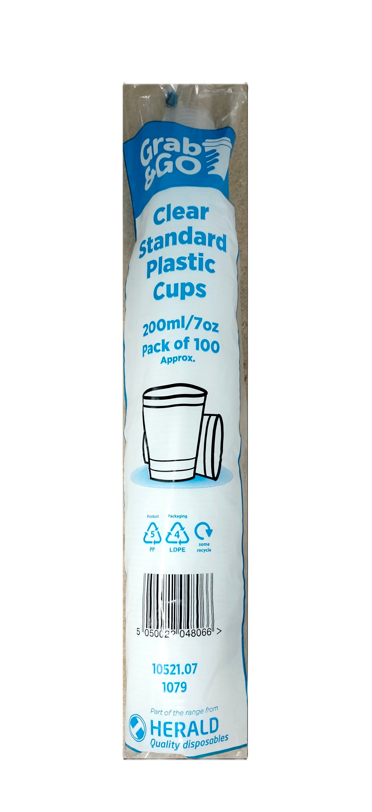 GRAB & GO CLEAR STANDARD PLASTIC CUPS 100/PK (200ML / 7OZ). 10521.07 \\\KD30206
