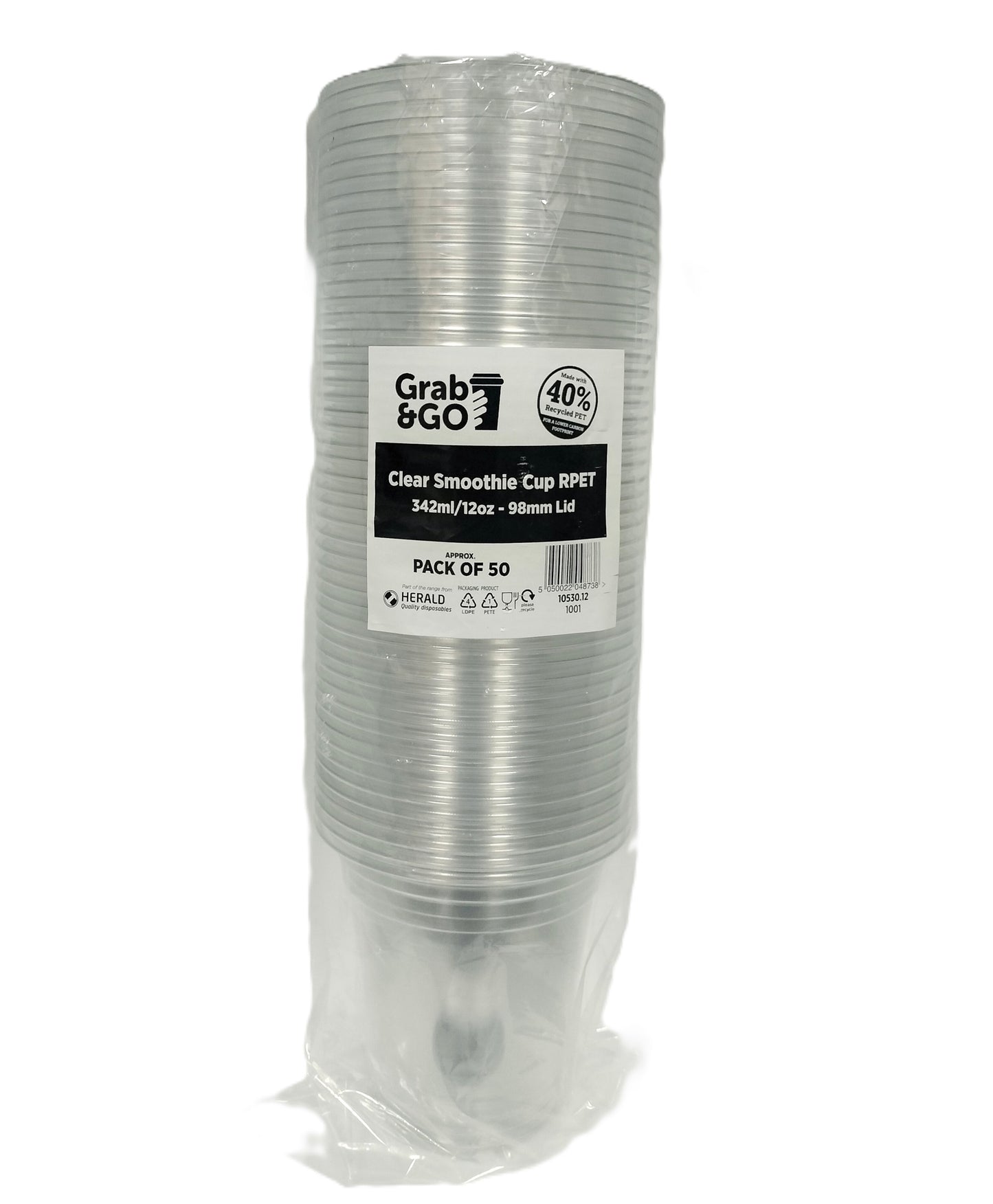 GRAB & GO CLEAR SMOOTHIE CUPS 50/PK (342ML / 12OZ). 10530.12 \\\KD30207