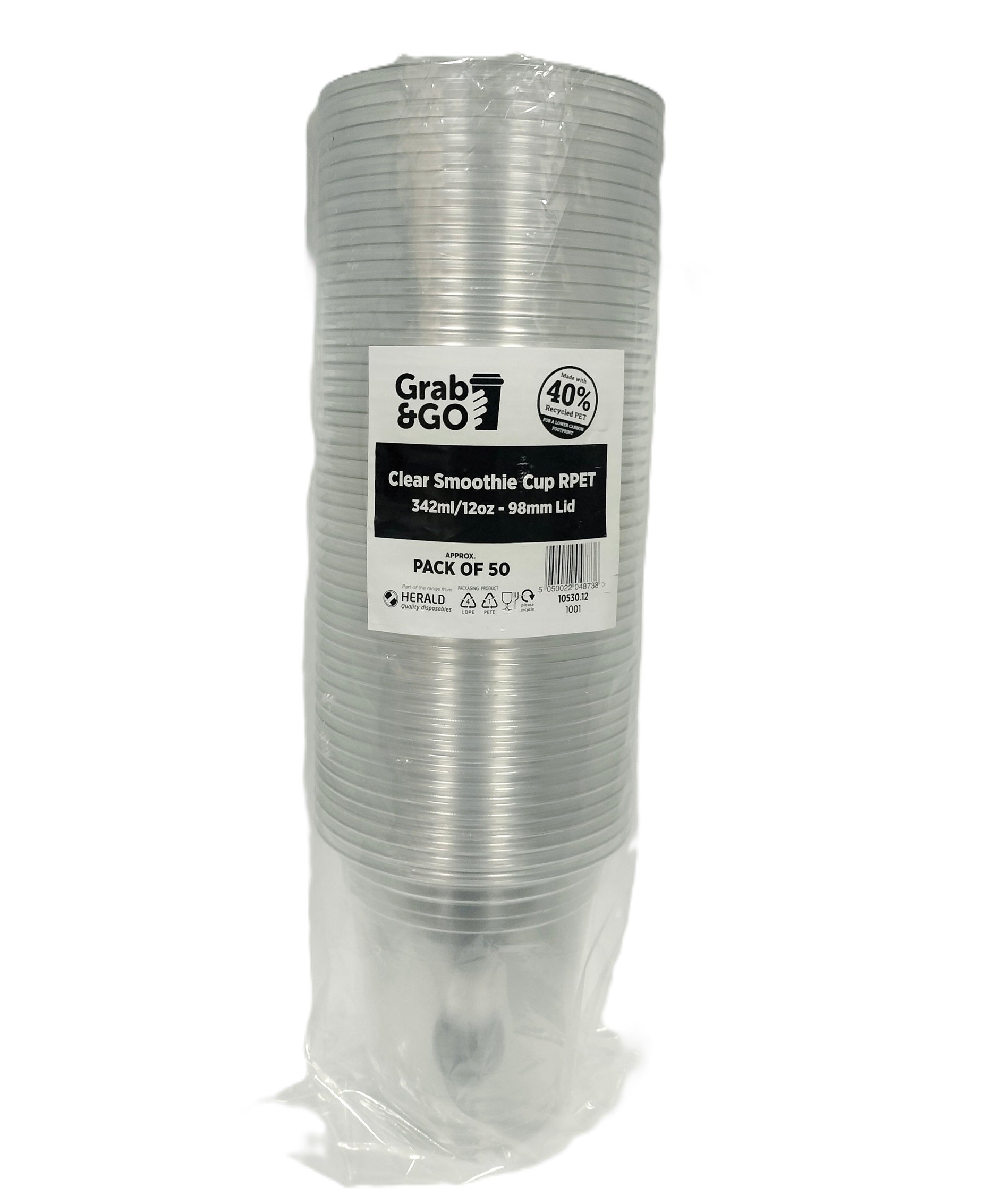 GRAB & GO CLEAR SMOOTHIE CUPS 50/PK (342ML / 12OZ). 10530.12 \\\KD30207