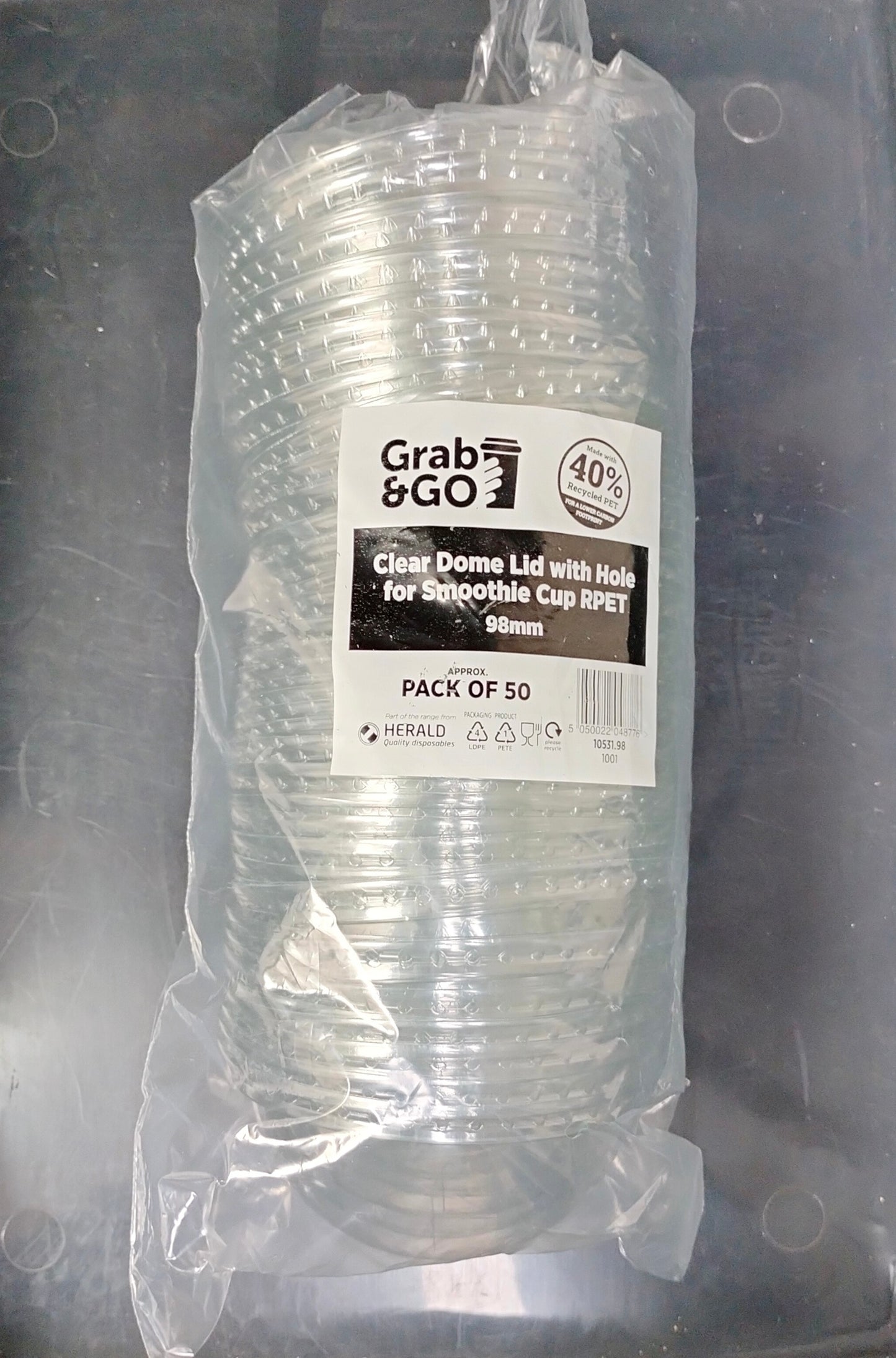 GRAB & GO CLEAR SMOOTHIE DOME LID 50/PK (98MM). 10531.98 \\\KD30208