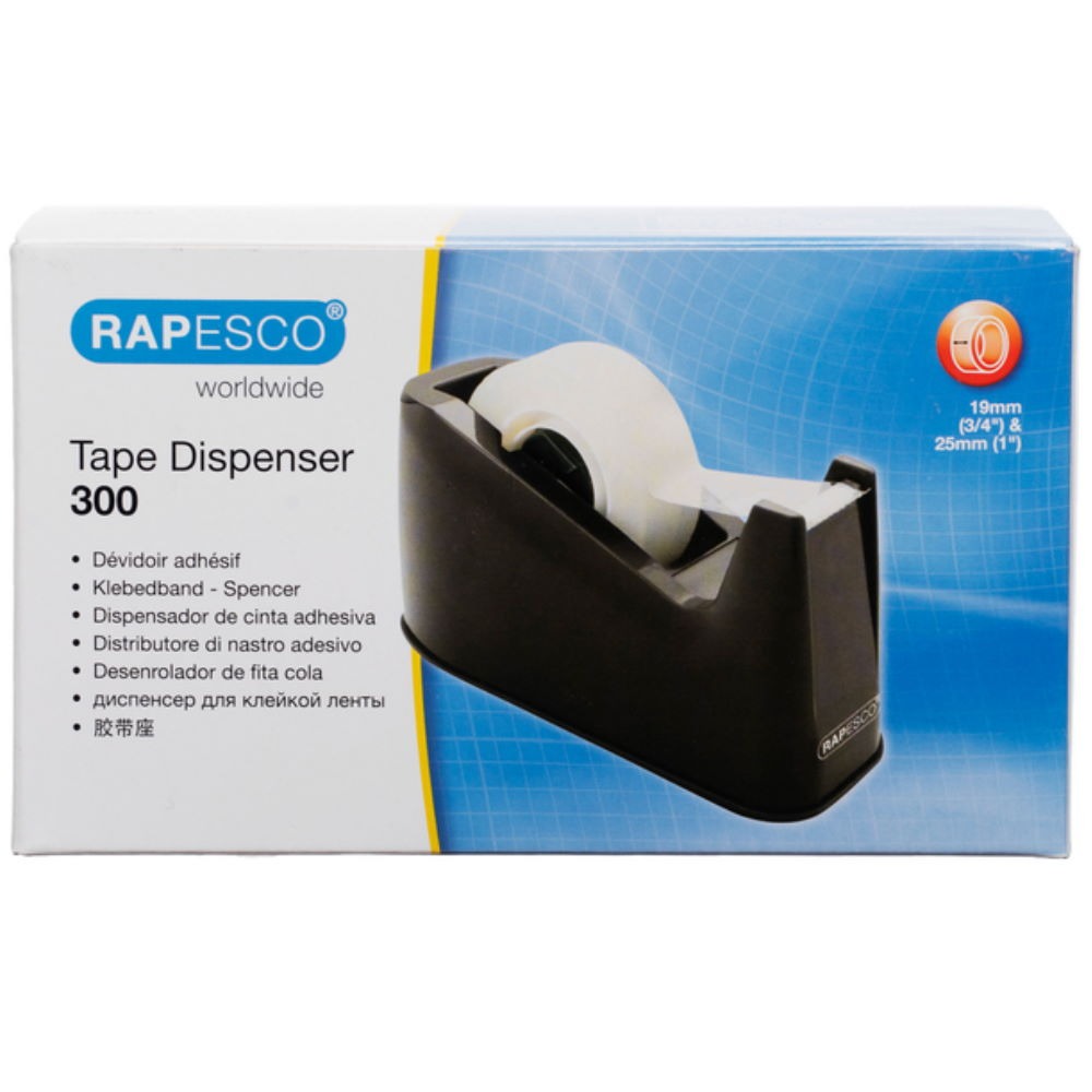 RAPESCO 300 SMALL CORE TAPE DISPANSER - BLACK. ROPRPTD30BK \\\KD30226