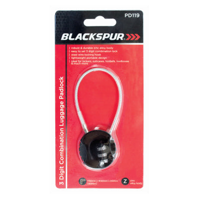 BLACKSPUR 3 DIGIT COMBINATION LUGGAGE PADLOCK. BB-PD119 \\\KD30229