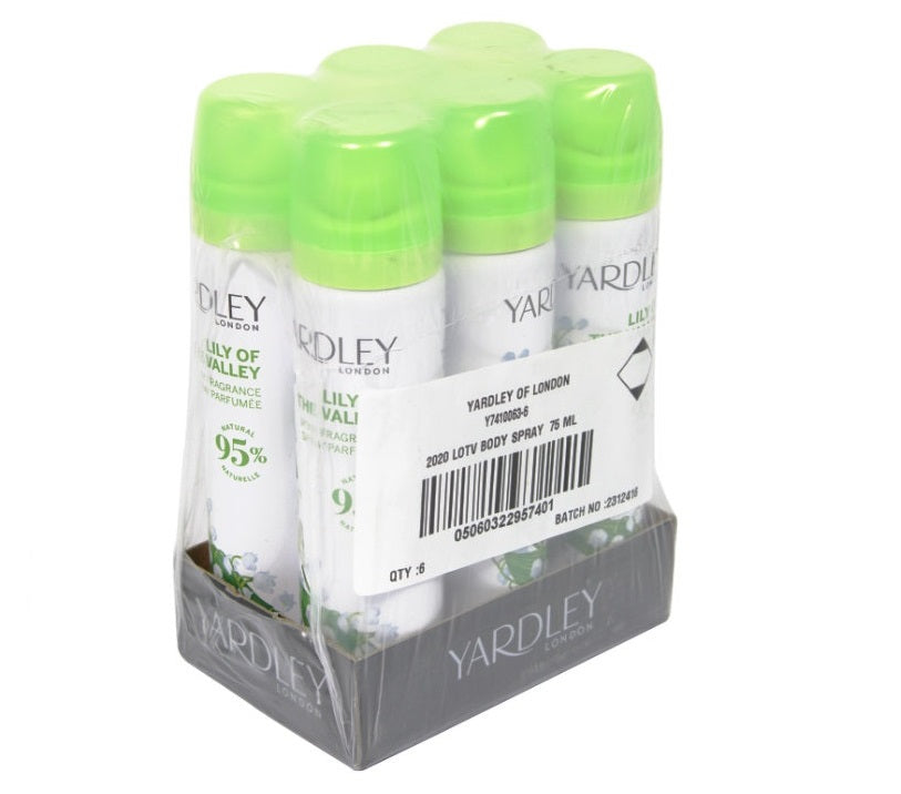 YARDLEY LILY OF THE VALLEY BODY SPRAY 75ML - 6/PK. Y7410063-6 \\\KD30245