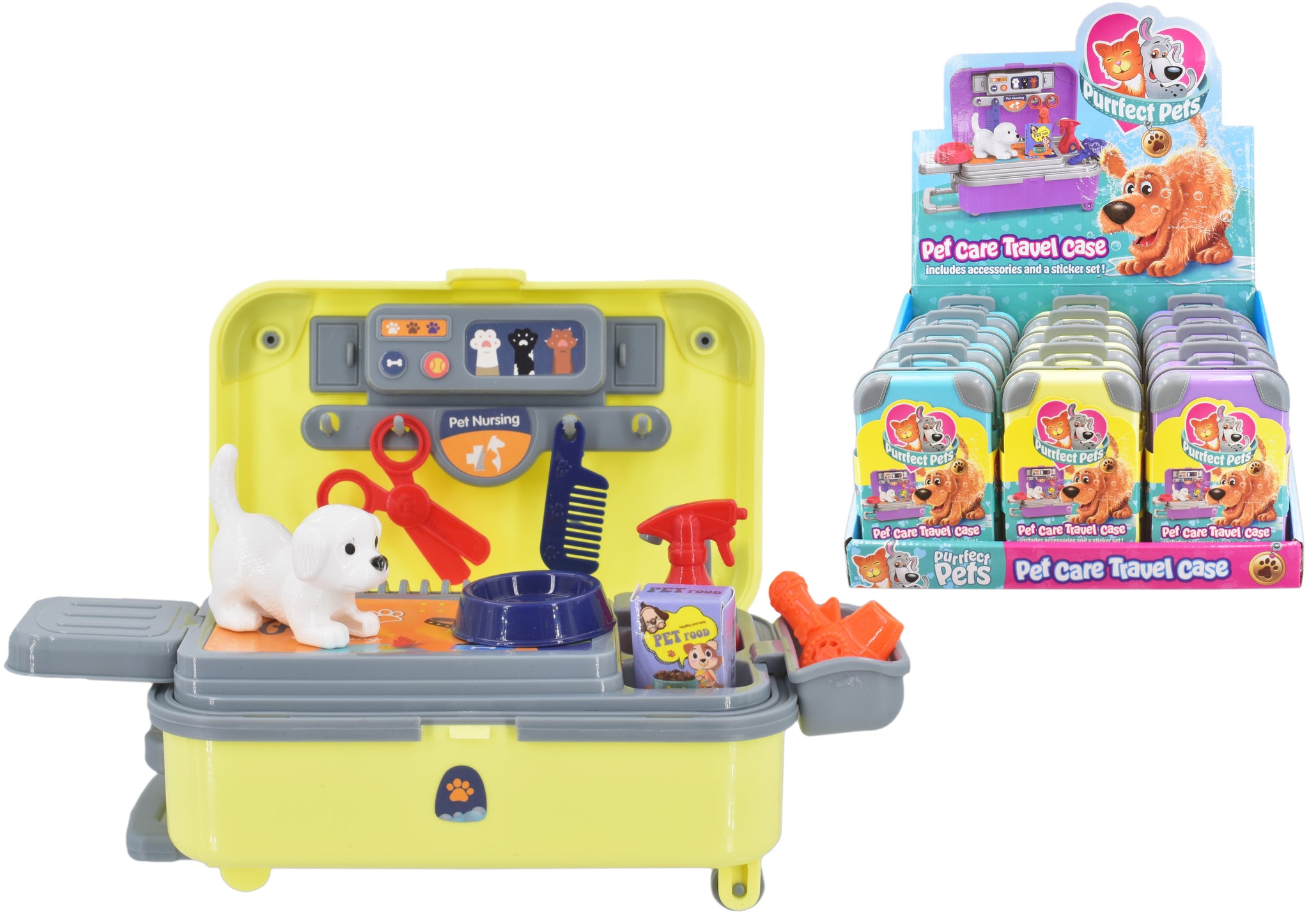 PURRFECT PETS ASSORTED COLOUR PET CARE TRAVEL CASE SET. TY0316 \\\KD30251