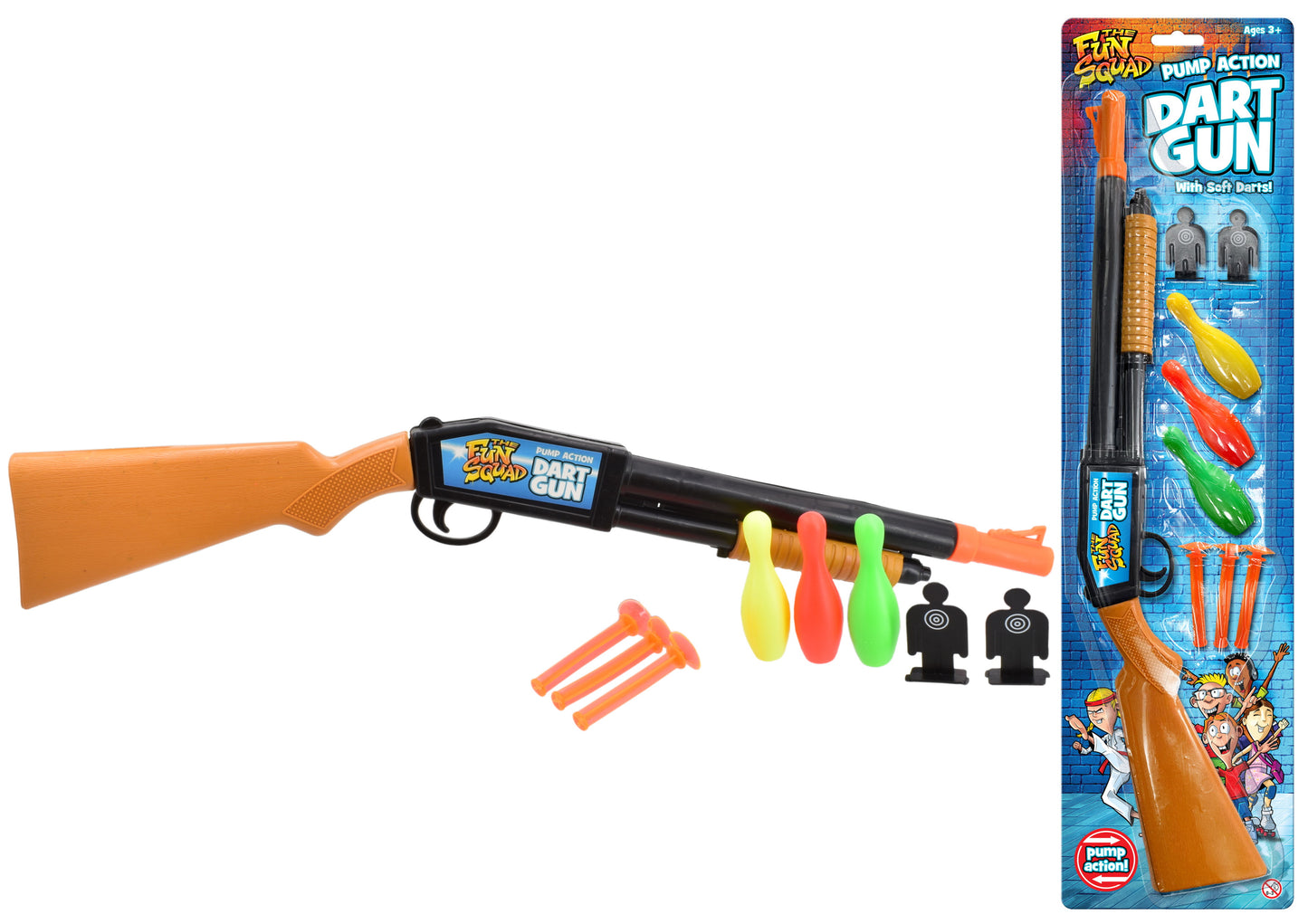FUN SQUAD PUMP ACTION DART GUN WITH SOFT DARTS. TY0768 \\\KD30254