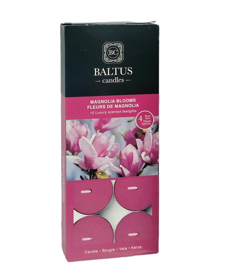 BALTUS MAGNOLIA BLOOMS TEALIGHT CANDLES 4HRS 10/PK. 230169 \\\KD30277