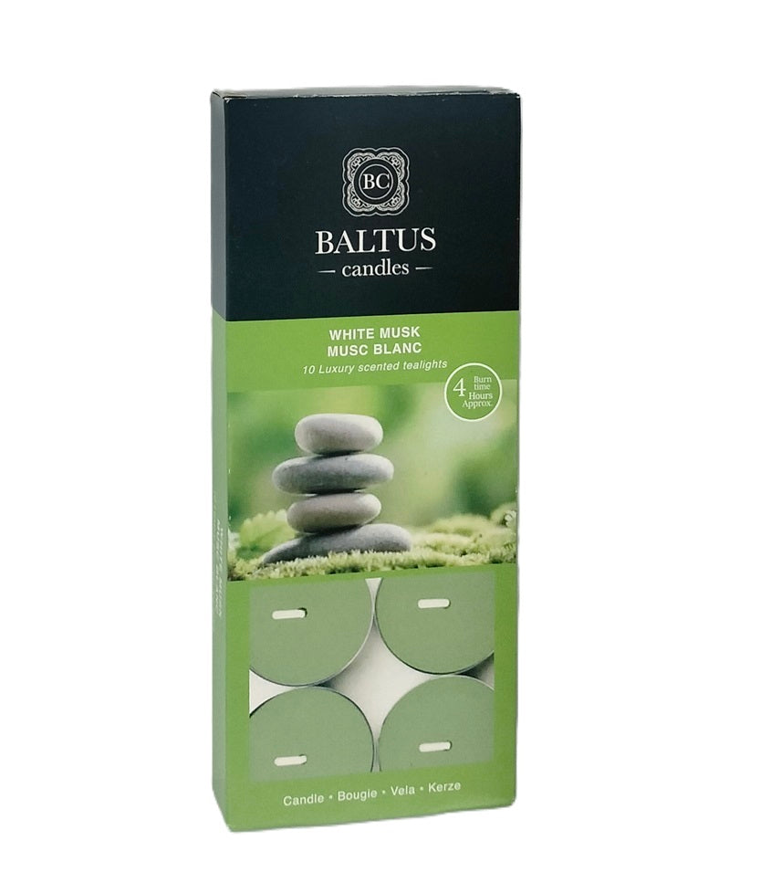 BALTUS WHITE MUSK TEALIGHT CANDLES 4HRS 10/PK.. 230173 \\\KD30279