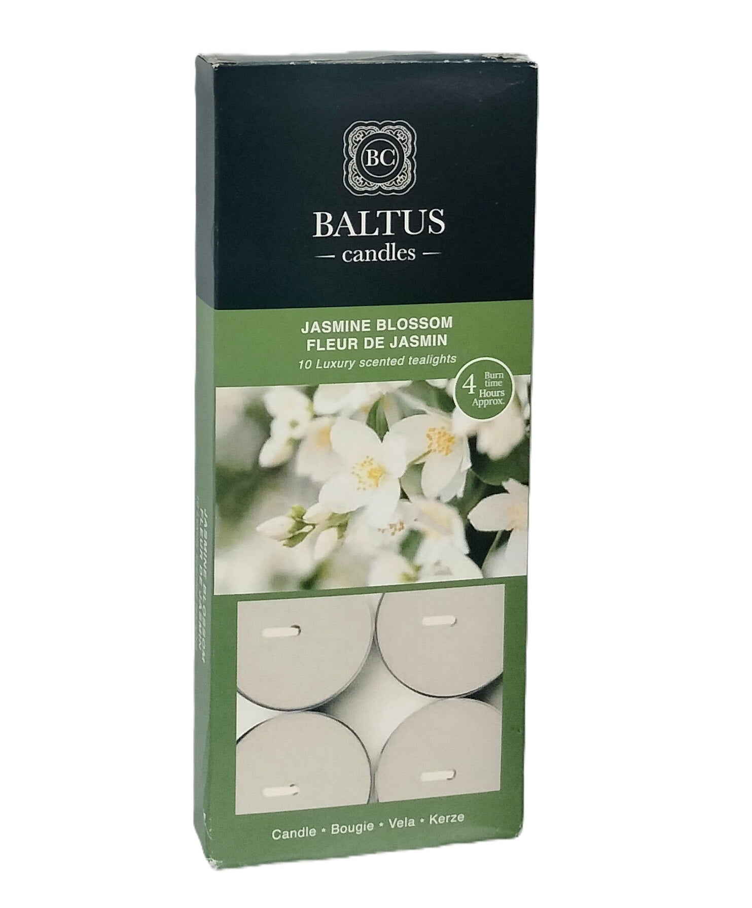 BALTUS JASMINE BLOSSOM TEALIGHT CANDLES 4HRS 10/PK. 230174 \\\KD30280