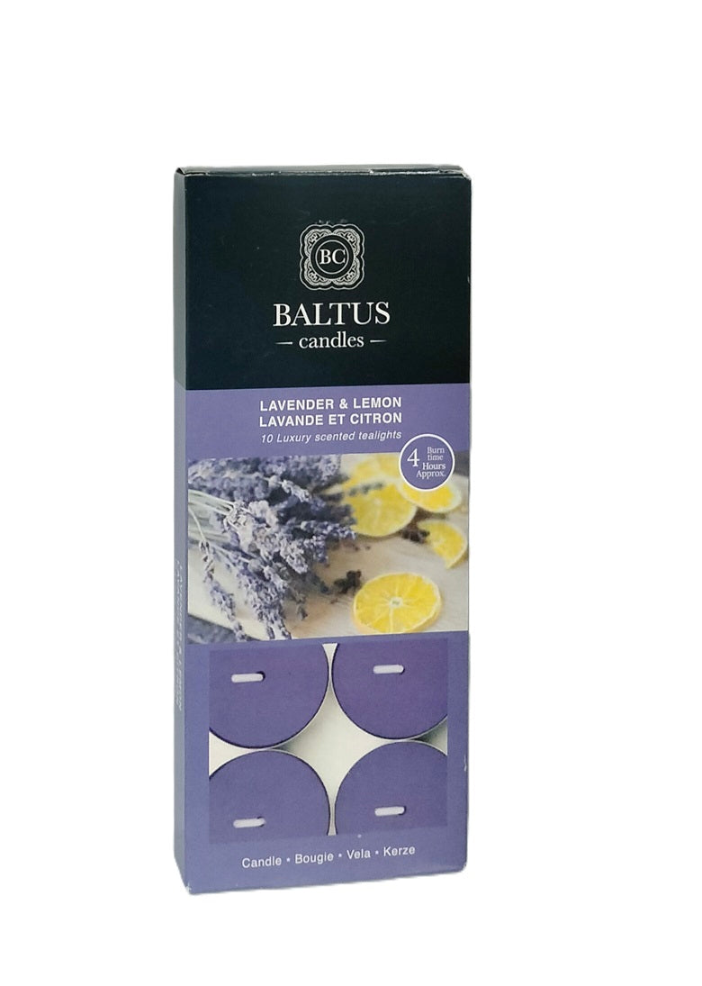 BALTUS LAVENDER & LEMON TEALIGHT CANDLES 4HRS 10/PK. 230175 \\\KD30281