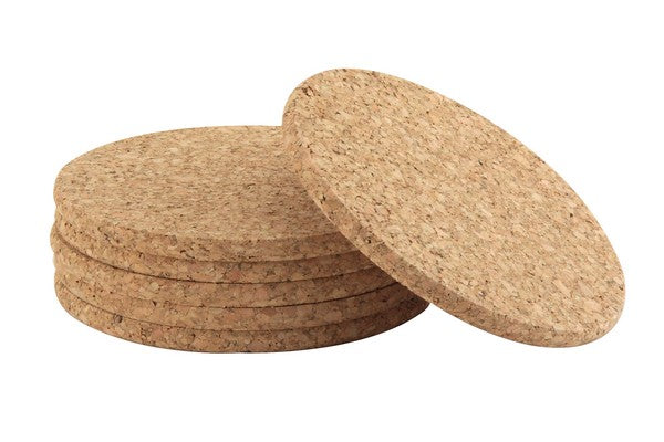 APOLLO SET OF 6 ROUND CORK COASTERS 10CM. AP1560 \\\KD30291
