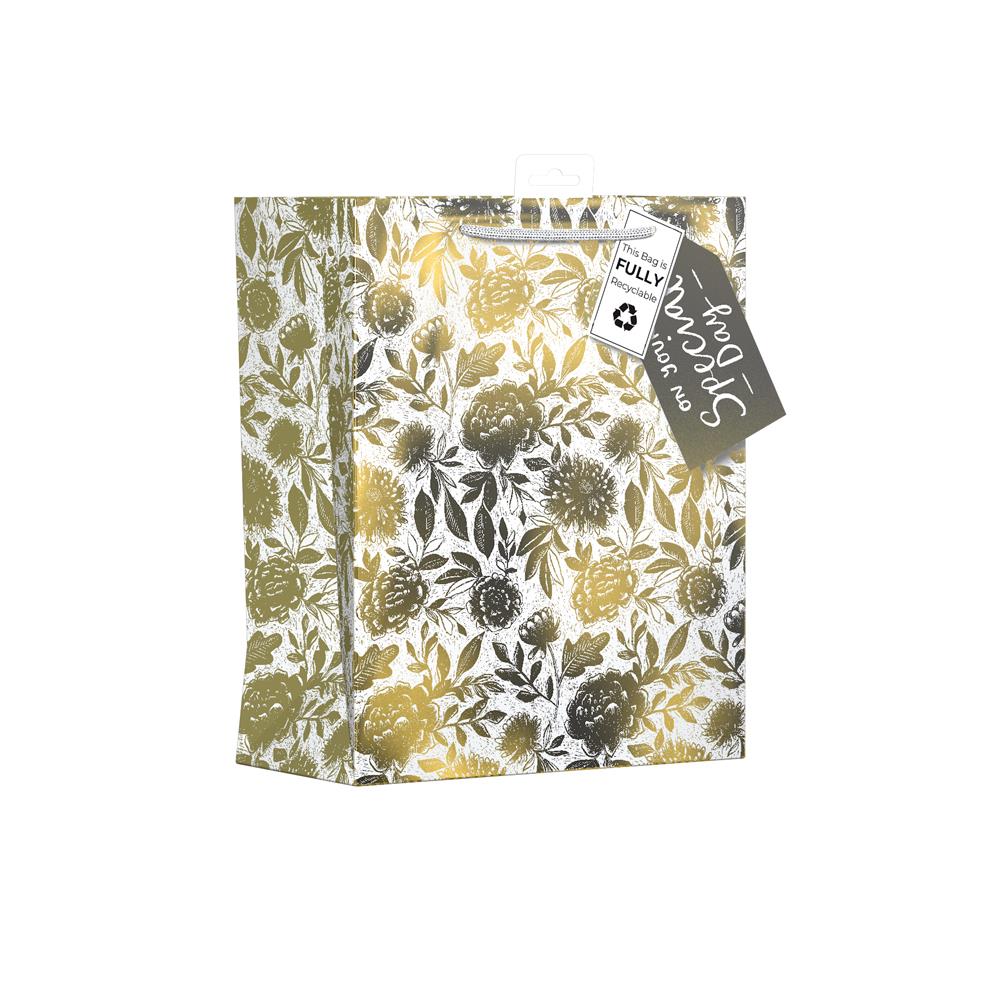 GIFTMAKER FLORAL FOIL LARGE GIFT BAGS APX 36 X 28 CM. YAPGB13L \\\KD30313