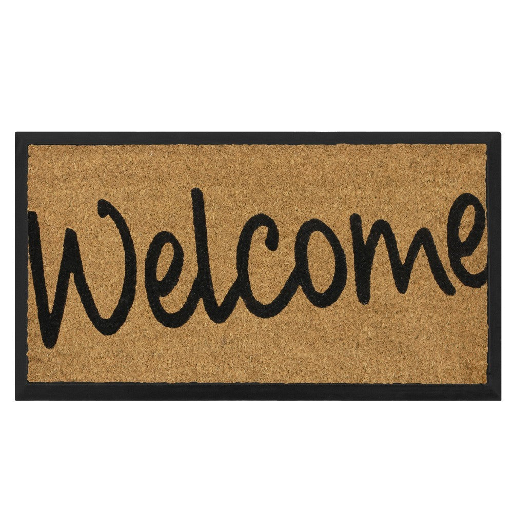 JVL GRANITE RUBBER TRAY BASE COIR DOORMAT 40X70CM -WELCOME. 02-653WE \\\KD30314