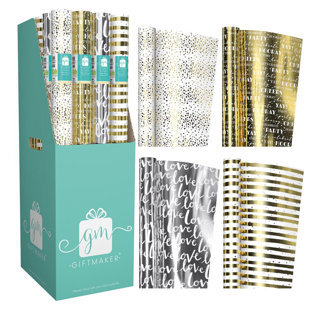 GIFTMAKER CELEBRATE FOIL GIFT WRAP ROLL 69CM X 1.5M. YAPGW20K \\\KD30328
