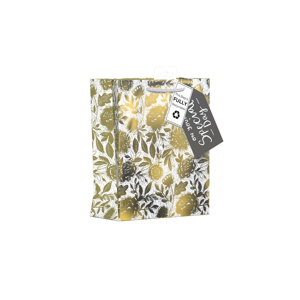 GIFTMAKER FLORAL FOIL MEDIUM GIFT BAG APX 20 X 30CM. YAPGB13M \\\KD30332