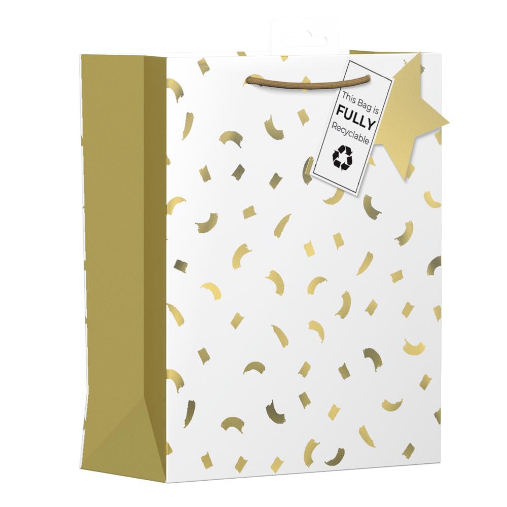 GIFTMAKER GOLD CONFETTI DESIGN GIFT BAG APX 20 X 30CM. YANGB61M \\\KD30336