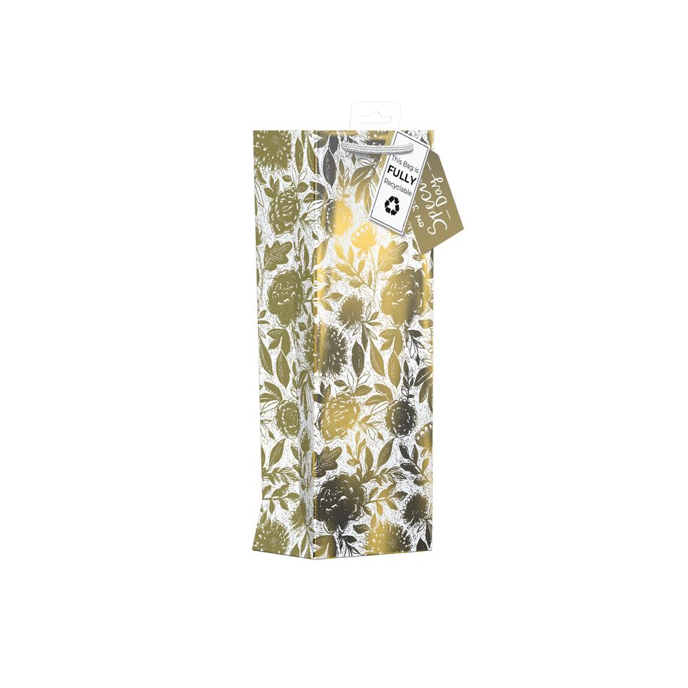 GIFTMAKER FLORAL FOIL BOTTLE BAG APX 40X12 CM. YAPGB13B \\\KD30338